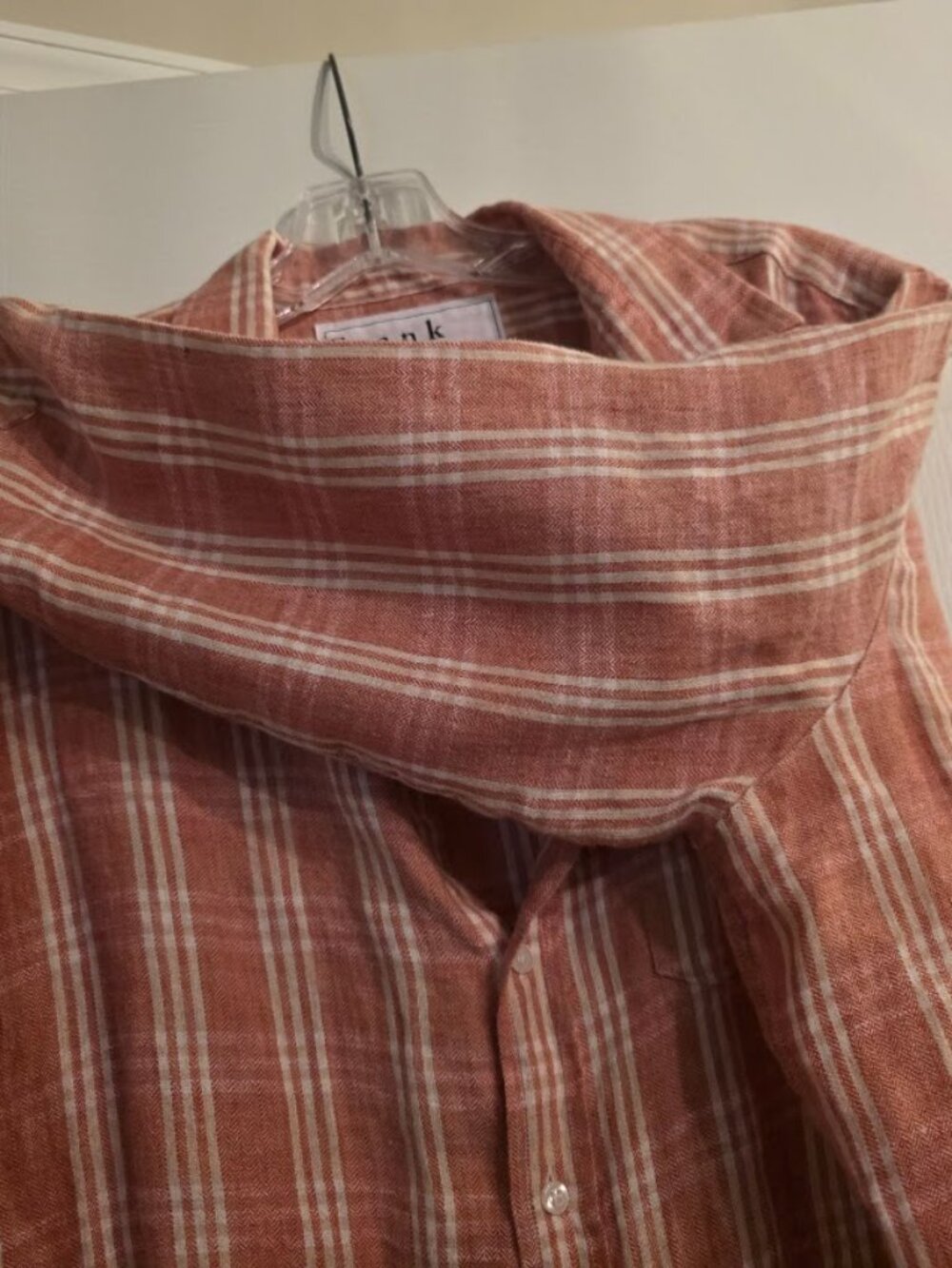 An EILEEN Orange and Cream Plaid, Flannel Linen Shirt - Picture 3 of 6